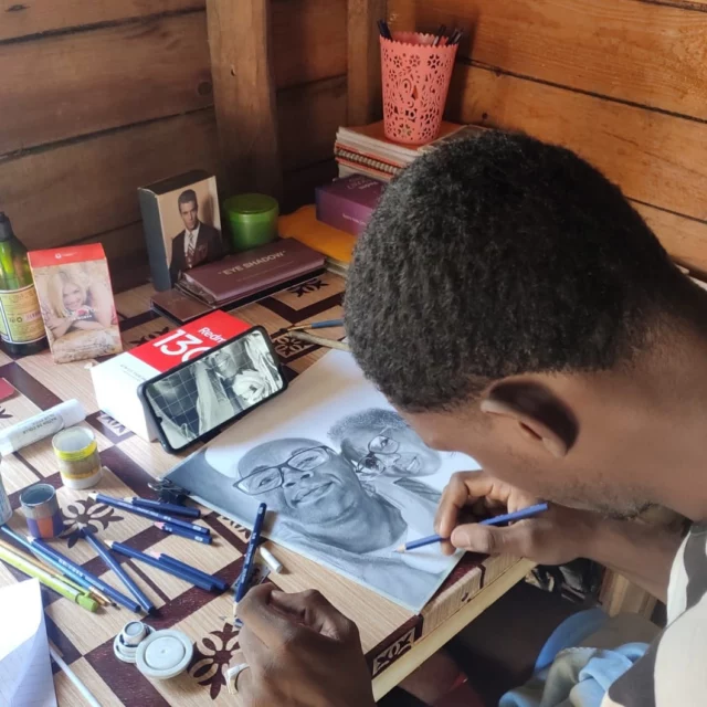 Simple tools, a few pencils, and a huge hidden talent…
Meet Ardin — one of my students whose artistic skills continue to amaze me. With nothing more than basic pencils and a quiet passion for drawing, he creates powerful, detailed works that speak louder than words. His talent is raw, honest, and deeply inspiring.

Sometimes, all it takes is someone believing in you — but in Ardin’s case, his talent speaks for itself. I’m proud to support and witness the growth of such a gifted young artist.